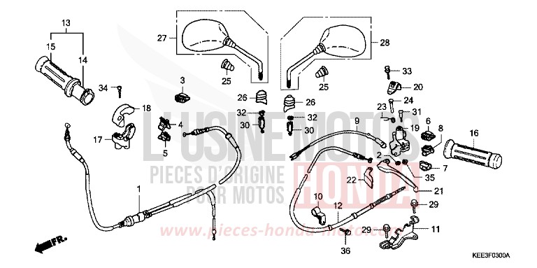 HEBELGRIFF/SCHALTER/KABEL von CB1300 Super Bold'or ABS RADIANT RED METALLIC (R218) von 1996